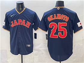 Japan Baseball #25 Kazuma Okamoto Navy 2026 World Baseball Classic Jersey