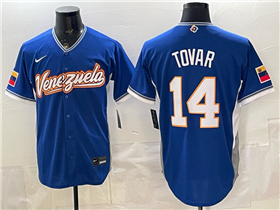 Venezuela Baseball #14 Ezequiel Tovar Blue 2026 World Baseball Classic Jersey