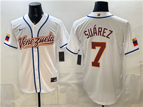 Venezuela Baseball #7 Eugenio Suárez White 2026 World Baseball Classic Jersey