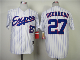 Montreal Expos #27 Vladimir Guerrero White Pinstripe Throwback Jersey