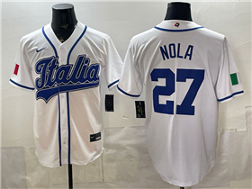 Italy Baseball #27 Aaron Nola White 2026 World Baseball Classic Jersey