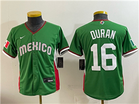 Mexico Baseball #16 Jarren Duran Youth Green 2026 World Baseball Classic Jersey