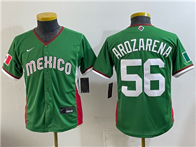 Mexico Baseball #56 Randy Arozarena Youth Green 2026 World Baseball Classic Jersey