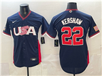 USA Baseball #22 Clayton Kershaw Navy 2026 World Baseball Classic Jersey