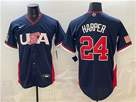 USA Baseball #24 Bryce Harper Navy 2026 World Baseball Classic Jersey