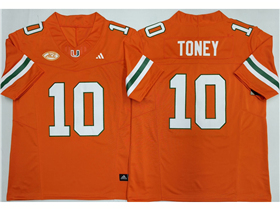 Miami Hurricanes #10 Malachi Toney Orange College Football F.U.S.E. Limited Jersey