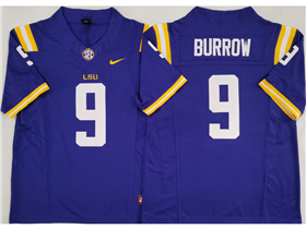 LSU Tigers #9 Joe Burrow Purple College Football F.U.S.E. Limited Jersey