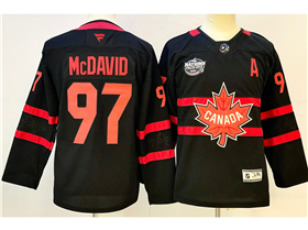 2025 4 Nations Face-Off Team Canada #97 Connor McDavid Youth Black Hockey Jersey