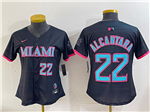 Miami Marlins #22 Sandy Alcantara Women's Black 2025 City Connect Limited Jersey