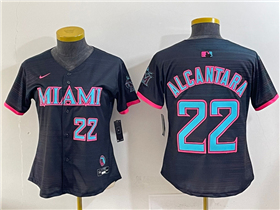 Miami Marlins #22 Sandy Alcantara Women's Black 2025 City Connect Limited Jersey