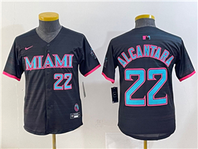 Miami Marlins #22 Sandy Alcantara Youth Black 2025 City Connect Limited Jersey