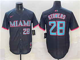 Miami Marlins #28 Kyle Stowers Black 2025 City Connect Limited Jersey