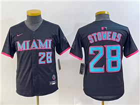 Miami Marlins #28 Kyle Stowers Youth Black 2025 City Connect Limited Jersey