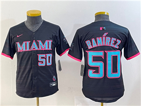 Miami Marlins #50 Agustín Ramírez Youth Black 2025 City Connect Limited Jersey