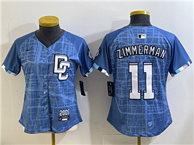 Washington Nationals #11 Ryan Zimmerman Women's 2025 Blue City Connect Limited Jersey