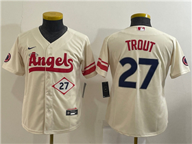 Los Angeles Angels #27 Mike Trout Youth Cream 2022 City Connect Jersey