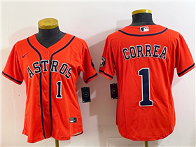 Houston Astros #1 Carlos Correa Women's Orange Limited Jersey