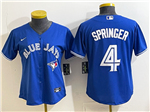 Toronto Blue Jays #4 George Springer Women's Blue Limited Jersey