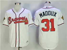 Atlanta Braves #31 Greg Maddux 1995 White Throwback Jersey