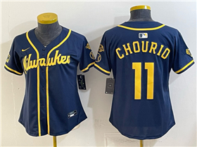 Milwaukee Brewers #11 Jackson Chourio Women's Navy Limited Jersey