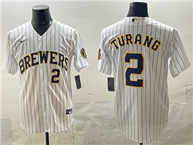 Milwaukee Brewers #2 Brice Turang White Limited Jersey