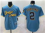 Milwaukee Brewers #2 Brice Turang Powder Blue City Connect Jersey