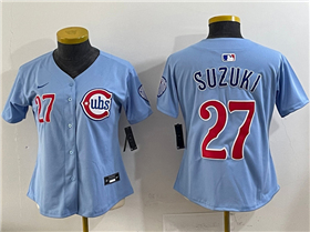 Chicago Cubs #27 Seiya Suzuki Women's Light Blue City Connect Limited Jersey