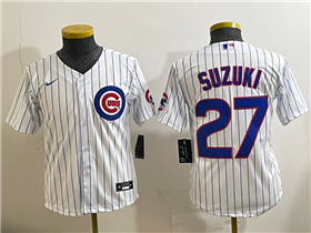 Chicago Cubs #27 Seiya Suzuki Youth White Limited Jersey