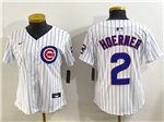 Chicago Cubs #2 Nico Hoerner Women's White Limited Jersey
