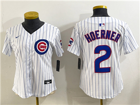 Chicago Cubs #2 Nico Hoerner Women's White Limited Jersey