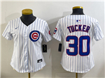 Chicago Cubs #30 Kyle Tucker Women's White Limited Jersey