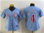 Chicago Cubs #4 Pete Crow-Armstrong Women's 2025 Light Blue City Connect Limited Jersey