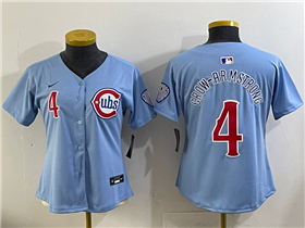 Chicago Cubs #4 Pete Crow-Armstrong Women's 2025 Light Blue City Connect Limited Jersey