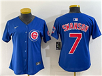 Chicago Cubs #7 Dansby Swanson Women's Blue Limited Jersey