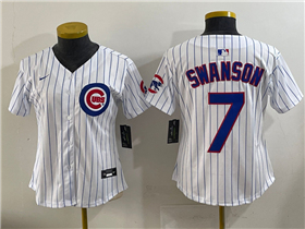 Chicago Cubs #7 Dansby Swanson Women's White Limited Jersey