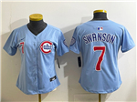 Chicago Cubs #7 Dansby Swanson Women's Navy City Connect Limited Jersey