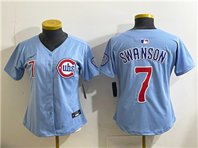 Chicago Cubs #7 Dansby Swanson Women's Navy City Connect Limited Jersey