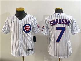 Chicago Cubs #7 Dansby Swanson Youth White Limited Jersey