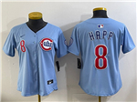 Chicago Cubs #8 Ian Happ Women's 2025 Light Blue City Connect Limited Jersey
