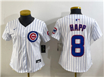 Chicago Cubs #8 Ian Happ Women's White Limited Jersey