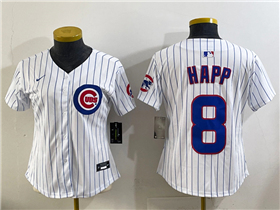 Chicago Cubs #8 Ian Happ Women's White Limited Jersey