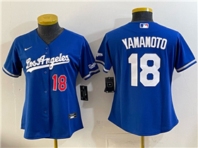 Los Angeles Dodgers #18 Yoshinobu Yamamoto Women's Blue Alternate Limited Jersey