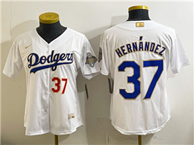 Los Angeles Dodgers #37 Teoscar Hernandez Women's White 2026 Gold Collection Jersey