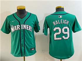 Seattle Mariners #29 Cal Raleigh Youth Green Limited Jersey