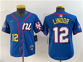 National League #12 Francisco Lindor Youth Blue 2025 MLB All-Star Limited Jersey