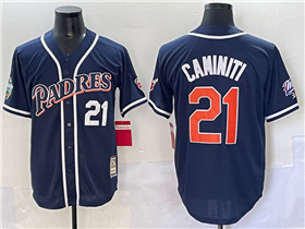 San Diego Padres #21 Ken Caminiti Throwback Navy Jersey