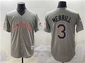 San Diego Padres #3 Jackson Merrill Vintage Gray 1998 World Series Patch Jersey