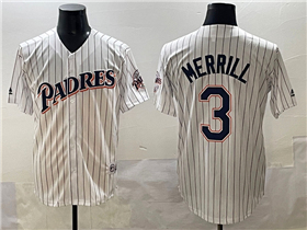 San Diego Padres #3 Jackson Merrill Vintage White Limited Jersey