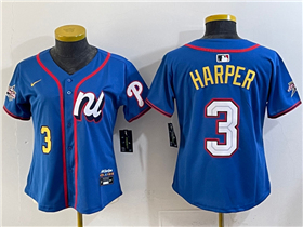 National League #3 Bryce Harper Women's Blue 2025 MLB All-Star Limited Jersey