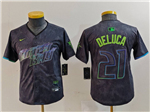 Tampa Bay Rays #21 Jonny DeLuca Youth Charcoal 2024 City Connect Limited Jersey